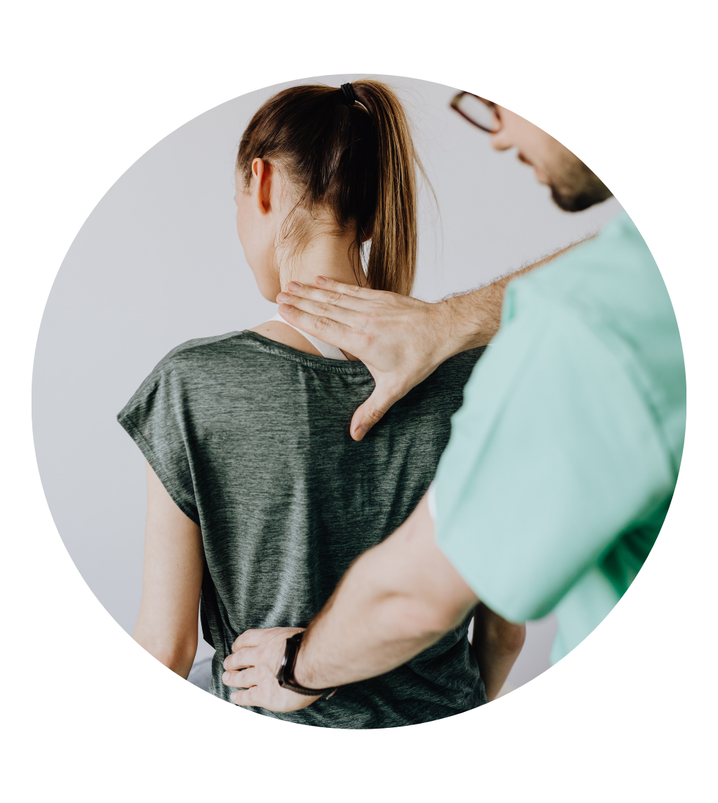 Kim Nartker stretching a patient's leg